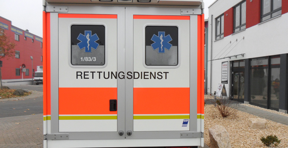 Fahrzeugbeschriftung BASF Rettungsdienst