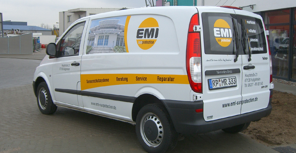 EMI sunprotection Fahrzeugbeschriftung